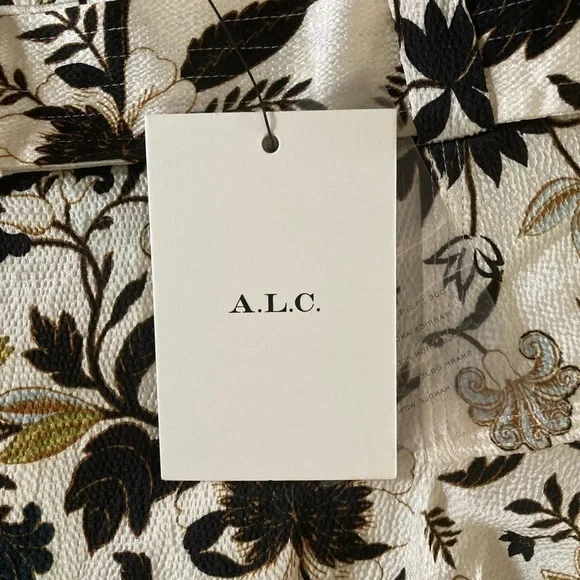 A.L.C. Brien NWT Skirt Black White Floral Print Stretch Silk Flouncy Mini Skirt - Picture 5 of 9
